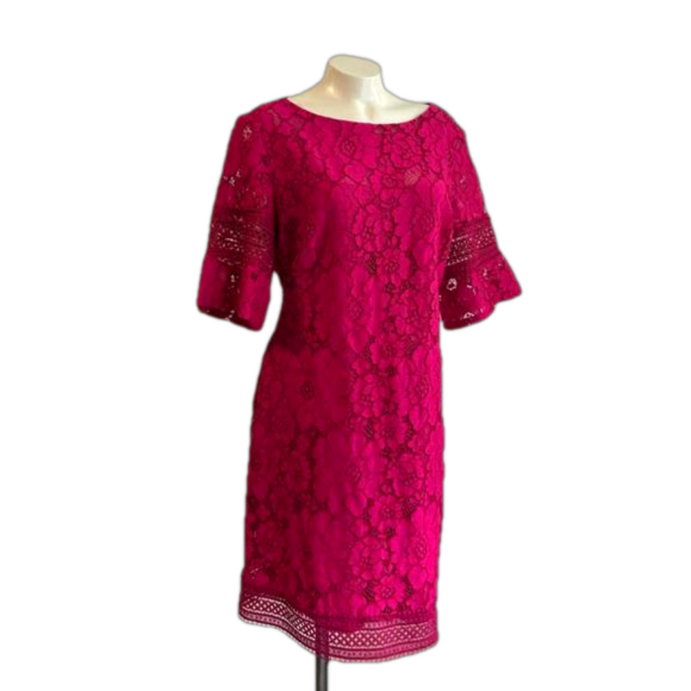 Lauren Ralph Lauren Hot Rose lace dress size sz 14 NWT